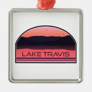 Adorno Metálico Lago Travis Austin Texas Amanecer Rojo