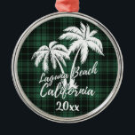 Adorno Metálico Laguna Beach California Palm Tree Green Plage<br><div class="desc">Ornamento verde de palmeras de la playa de Laguna Beach California</div>
