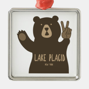 Adorno Metálico Lake Placid New York Peace Bear