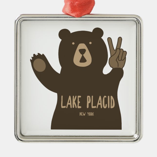 Adorno Metálico Lake Placid New York Peace Bear (Frente)