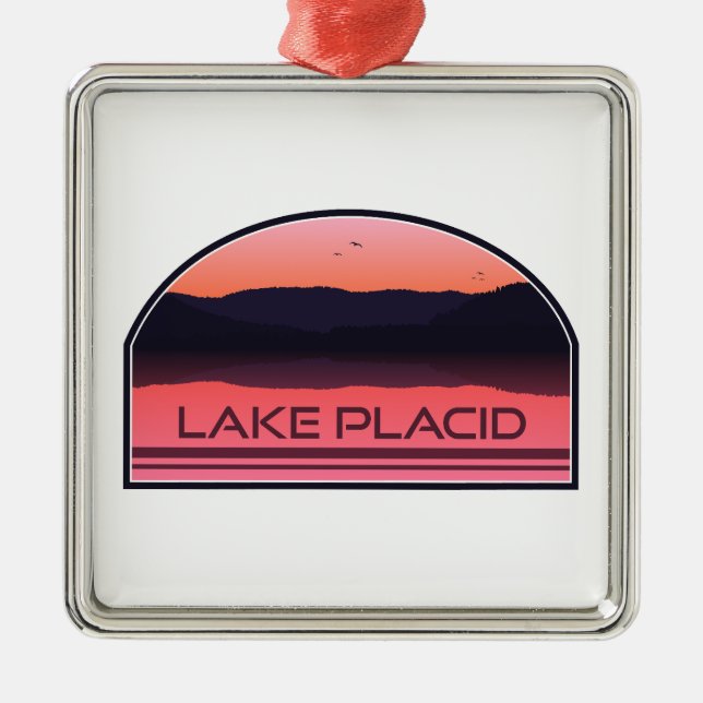 Adorno Metálico Lake Placid New York Red Sunrise (Frente)