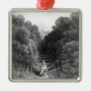 Adorno Metálico Lancelot se acerca al castillo en Astolat