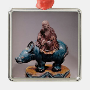 Adorno Metálico Lao-Tzu en su búfalo, dinastía de Qing