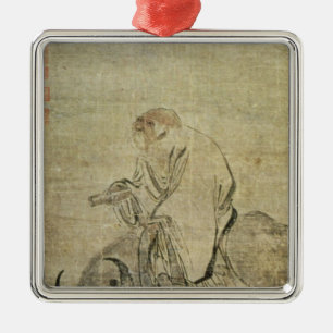 Adorno Metálico Lao-tzu que monta su buey, chino, dinastía de Min
