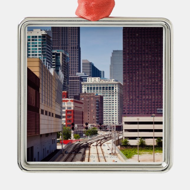 Adorno Metálico Las vías del viajero llevan en Chicago céntrica (Frente)