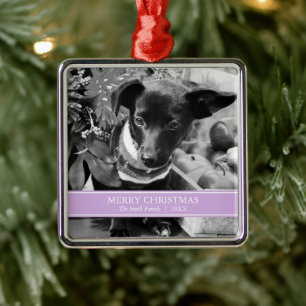 Adorno Metálico Lavanda simple y Navidades fotográficos Personaliz