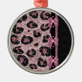 Adorno Metálico Lazos de cinta de estampado de leopardo rosa RAB R