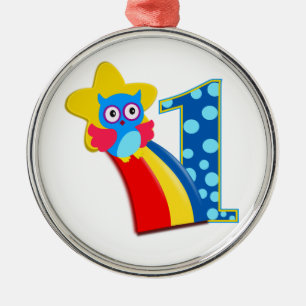Adorno Metálico Lechuza de primer cumpleaños