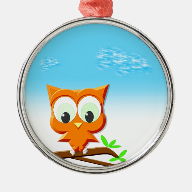 Adorno Metálico Lechuza pequeña en una rama (Frente)