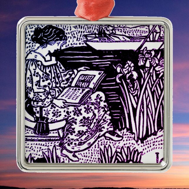 Adorno Metálico Lectura de Mujer Art Nouveau (Subido por el creador)