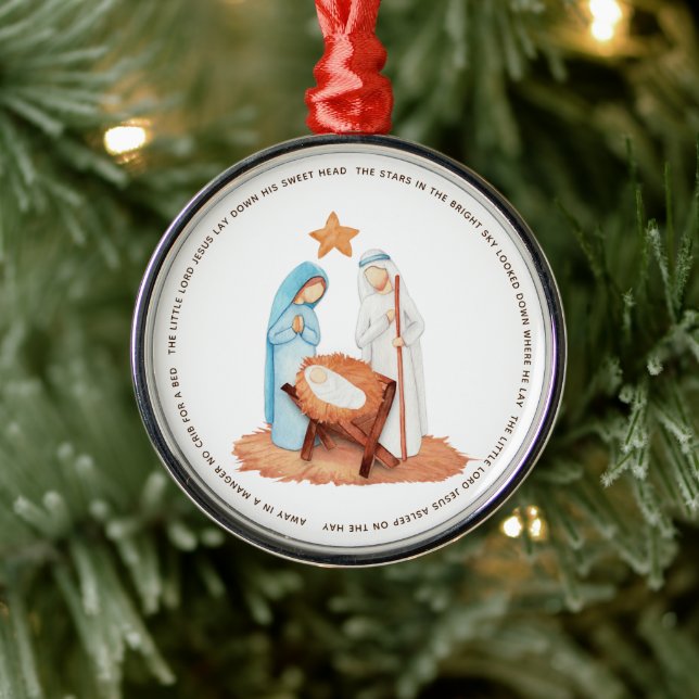 Adorno Metálico Lejos En Una Natividad Mininalita De Carol (Árbol)