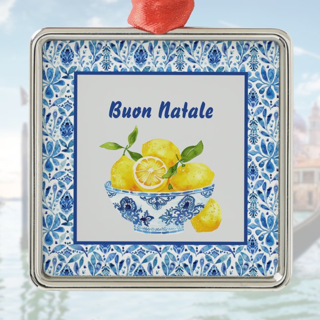 Adorno Metálico Lemon Mediterranean Buon Natale Azulejo Blue Toile (Subido por el creador)