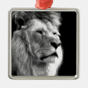 Adorno Metálico León blanco negro