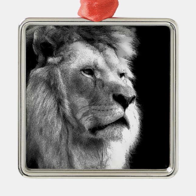 Adorno Metálico León blanco negro (Frente)