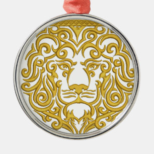 Adorno Metálico león dorado en la corona