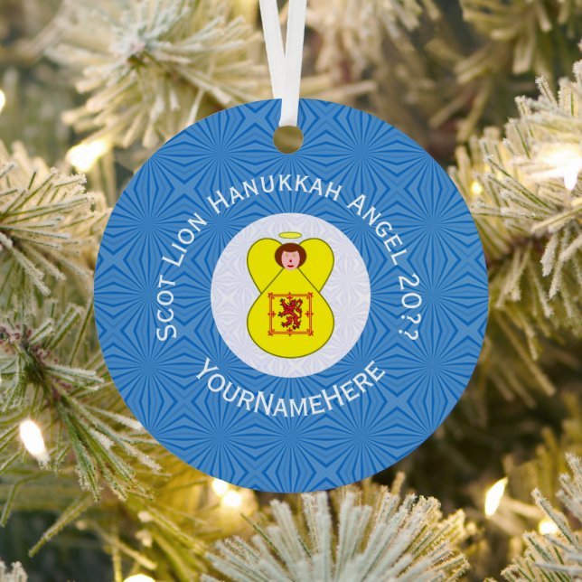Adorno Metálico León escocés Rampant Angel Hanukkah Bandera person (in situ)