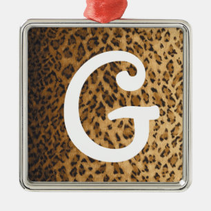 Adorno Metálico Leopard Print G monogram initials
