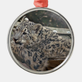 Adorno Metálico Leopardo de la nieve