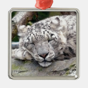 Adorno Metálico Leopardo de la nieve - ¡hermoso!