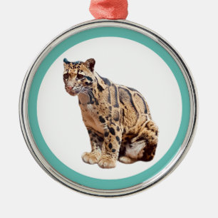 Adorno Metálico leopardo nublado fotografía selva gran gato animal