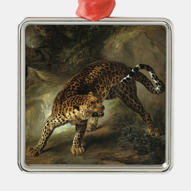 Adorno Metálico Leopardo salvaje feroz (por Jean-Baptiste Oudry) (Frente)