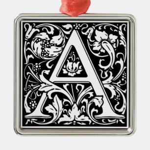 Adorno Metálico Letra A Monograma Medieval Arte Inicial