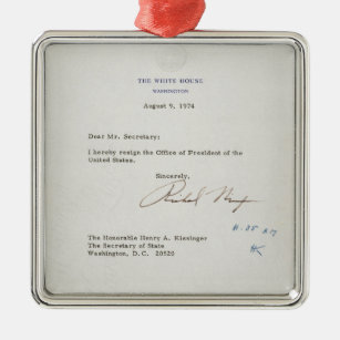 Adorno Metálico Letra de la dimisión de Richard M. Nixon 1974