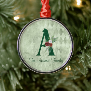 Adorno Metálico Letra floral de invierno ilustrada a personalizada