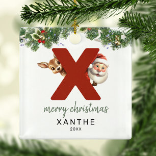 Adorno Metálico Letra infantil X árbol de Navidad monograma