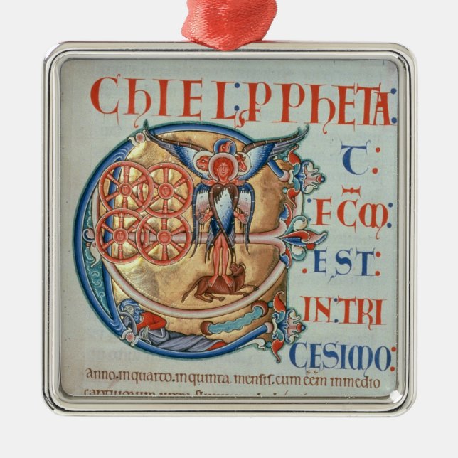 Adorno Metálico Letra inicial "E" y factum est (Frente)