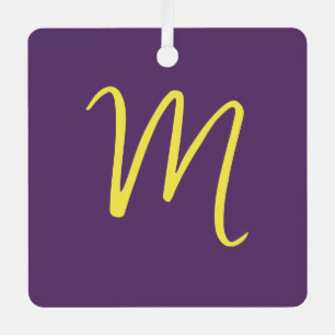 Adorno Metálico Letra inicial monograma amarillo índigo estilo