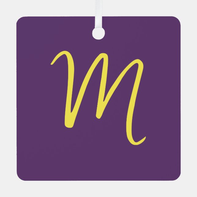 Adorno Metálico Letra inicial monograma amarillo índigo estilo (Anverso)