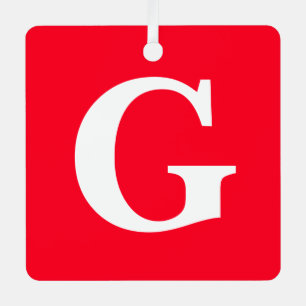 Adorno Metálico Letra inicial monograma blanco rojo simple