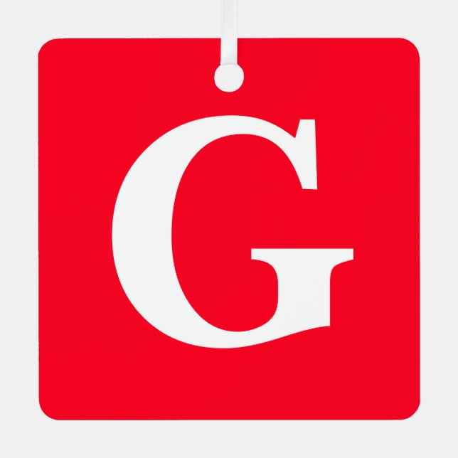 Adorno Metálico Letra inicial monograma blanco rojo simple (Anverso)