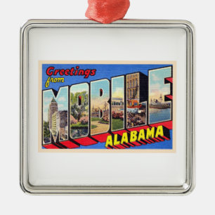 Adorno Metálico Letra móvil alabama AL vintage grande postal 1