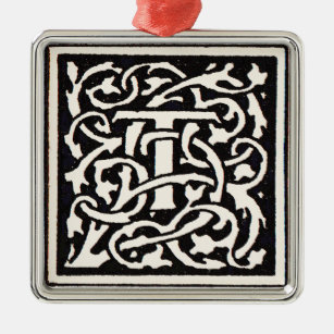 Adorno Metálico Letra vintage monograma T Art Nouveau