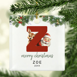 Adorno Metálico Letra Z Monograma Árbol de Navidad para Niños