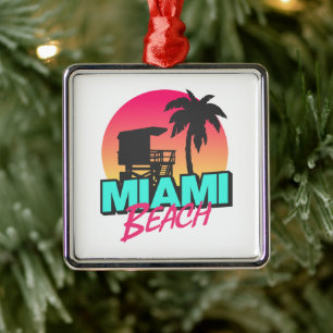 Adorno Metálico Letras Mínimas Retro de la Playa de Miami