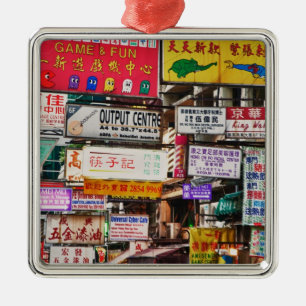 Adorno Metálico Letreros de neón en las calles de Hong Kong