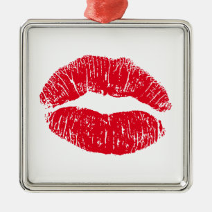 Adorno Metálico Levantamientos de besos rojos