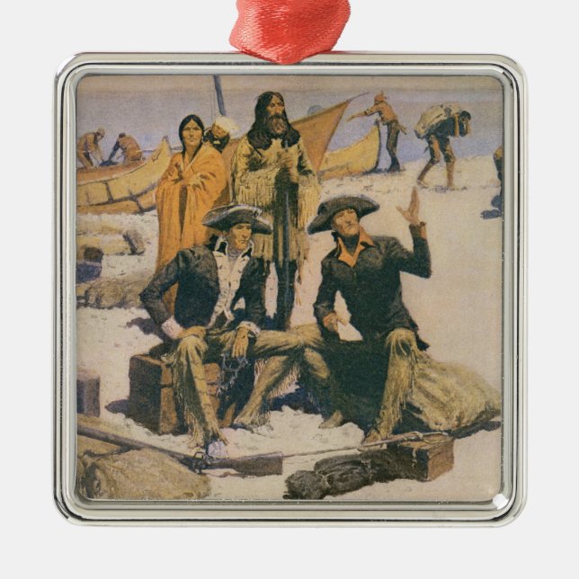 Adorno Metálico Lewis y Clark en el río Columbia (Frente)