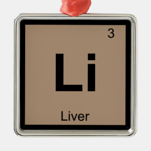Adorno Metálico Li - Símbolo de la tabla periódica de química del 