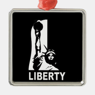 Adorno Metálico Libertad en negro y blanco