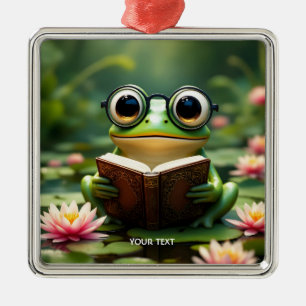 Adorno Metálico Libro de Gafas de Rana Cute Fantasy