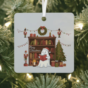 Adorno Metálico Libro de lectura de fantasma lindo Navidad Leer 