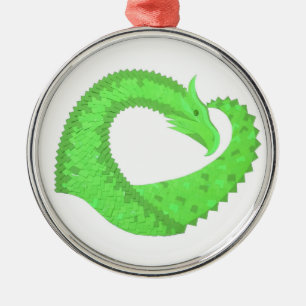 Adorno Metálico Lime dragón de corazón verde sobre blanco