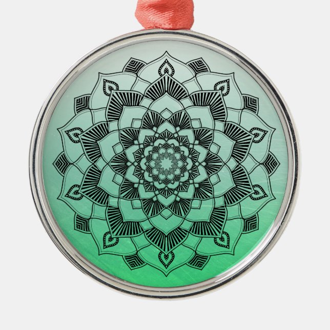 Adorno Metálico Lime Green Mandala Resumen Navidades hermosos (Frente)