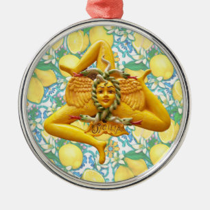 Adorno Metálico Limones Sicilian Trinacria Orgullo Italiano sobre