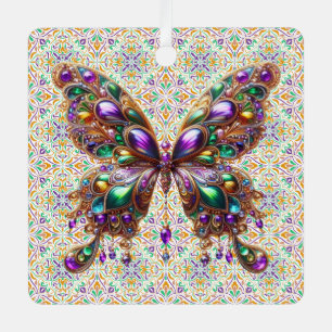 Adorno Metálico Linda mariposa de Mardi Gras con joyas
