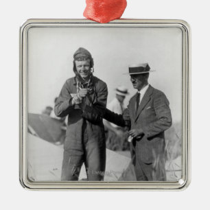 Adorno Metálico Lindbergh y Wright - avión arruinado